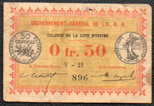 50c Filigrane abeilles - Orthograhe modifiée COTE – Alphabet V-21 fortement décalé à gauche / Watermark bees - modified orthograph COTE - Control block letter V-21 shifted left