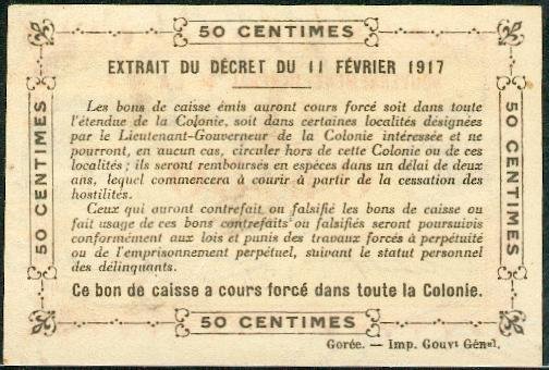 50c Filigrane feuilles - Lettre et exposant / Watermark leaves – Letter with figure Revers / Back