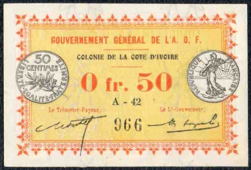 50c Filigrane abeilles - Orthograhe COTE - Gros chiffres / Watermark bees - Ortograph COTE - Large figures