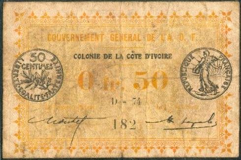 50c Filigrane abeilles - Orthograhe correcte CÔTE / Watermark bees - CÔTE written correctly