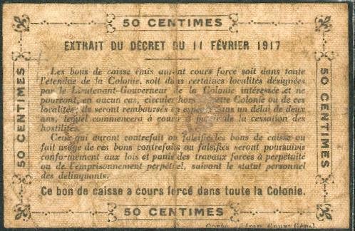 50c Filigrane abeilles / Watermark bees Revers / Back - Mention GOREE Imp. Gouvt Génal 26mm