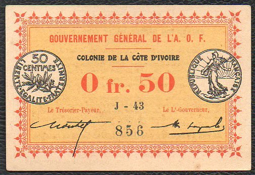 50c Sans filigrane - Orthograhe CÔTE / w/o watermark - Orthograh CÔTE