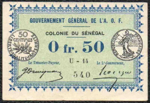 50c Sign. 2 - Sans filigrane - Petits chiffres - mention 26mm / w/o watermark - Small figures