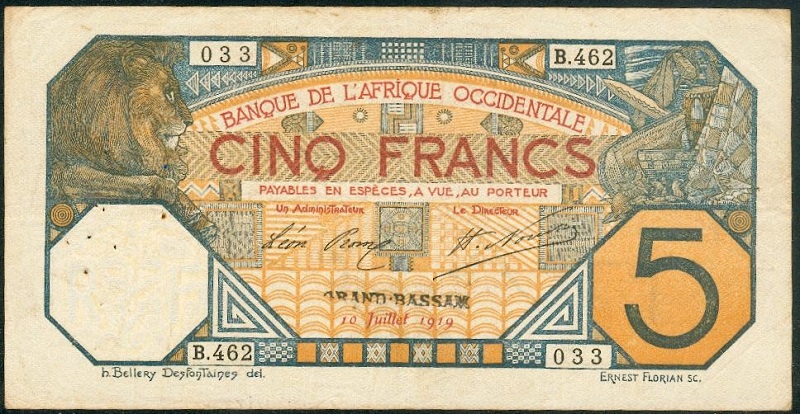 GRAND-BASSAM 10/07/1919 10/07/1919 Cachet / Stamp