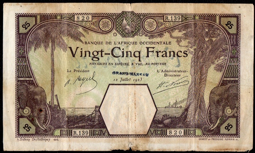 GRAND-BASSAM sur / on CONAKRY 12/07/1923 Petit cachet / Small stamp