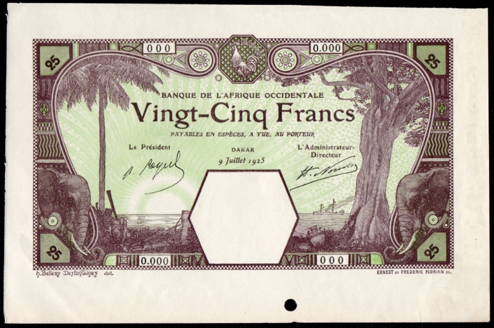 DAKAR 09/07/1925 Epreuve / Proof uniface