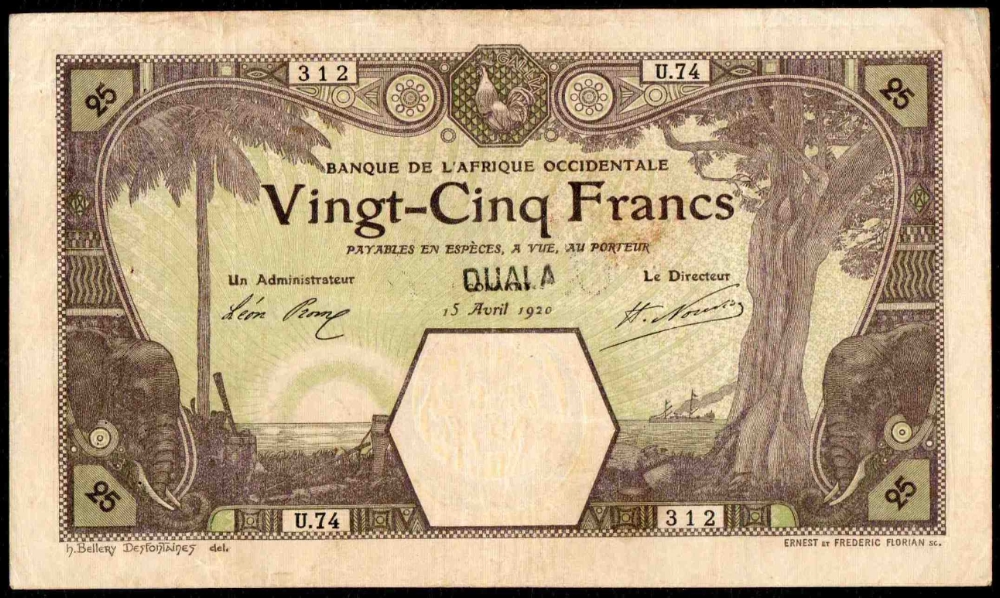 DOUALA sur / on CONAKRY 15/04/1920 A cette date Douala s’écrit encore à l’allemande / Douala still written in the german way