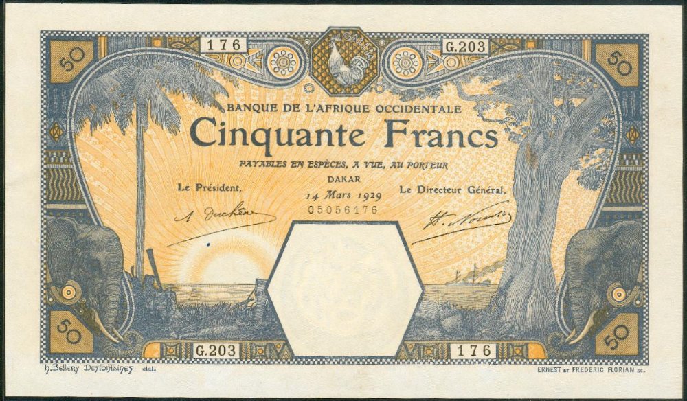 DAKAR 14/03/1929 Apparition du n° de contrôle / With control number
