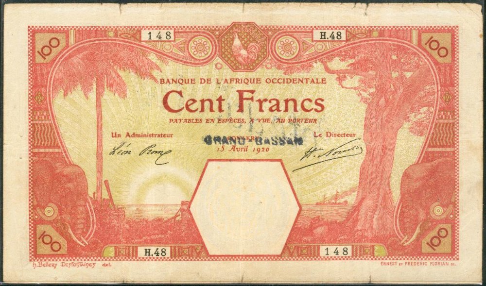 GRAND-BASSAM sur / on CONAKRY 15/04/1920 Grand cachet / Large stamp