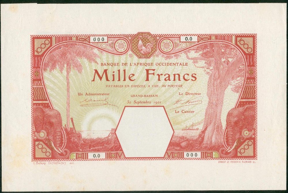 GRAND-BASSAM 1901 Epreuve uniface / Trial test