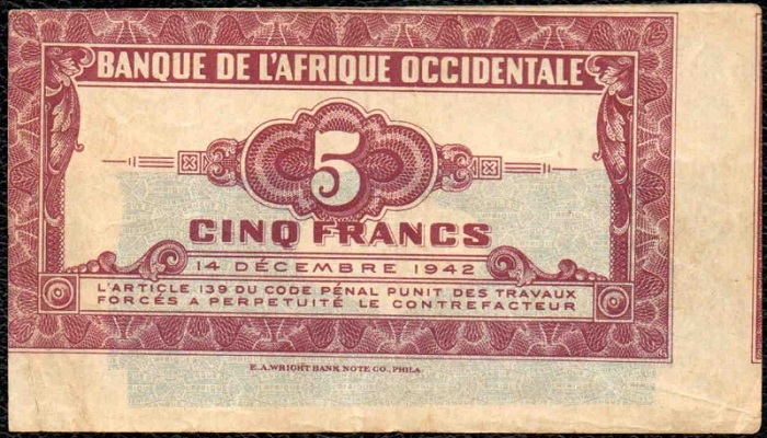 5F 2ème signature Revers mal centré / Back not properly centered