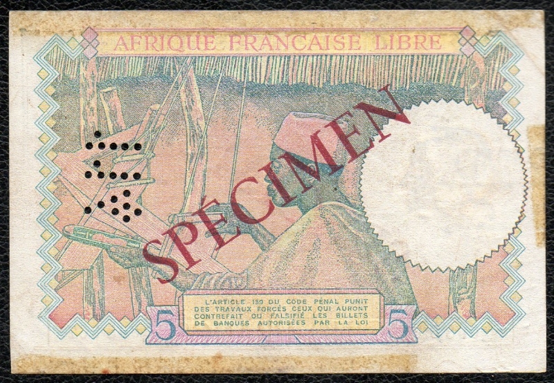5F AFL Spécimen Revers / Back
