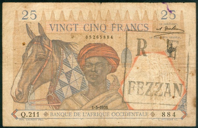 25F FEZZAN 1936 Non signalé dans les archives mais celui-ci serait revenu par un officier en charge de l'opération / Doubful because issue not reported in the archives, but said to come from an officer in charge of the operation