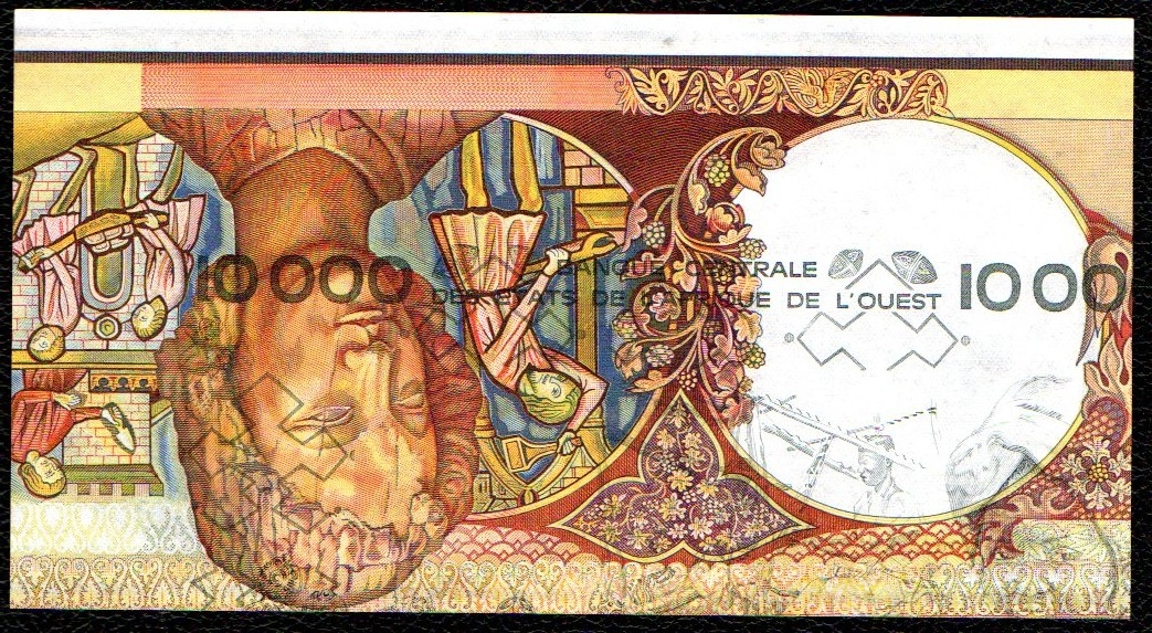 10000F Test d'impression sur papier recyclé / Print test on an unissued french note
