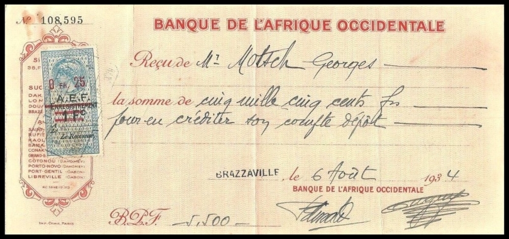 BAO Agence de BRAZZAVILLE 1930