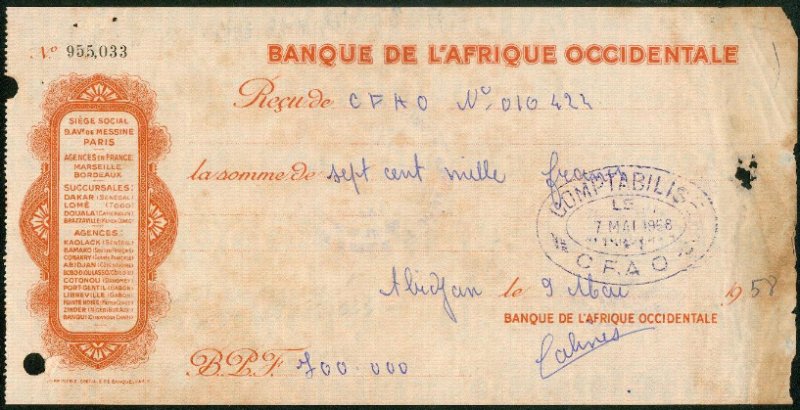 BAO Agence d’ABIDJAN 1958