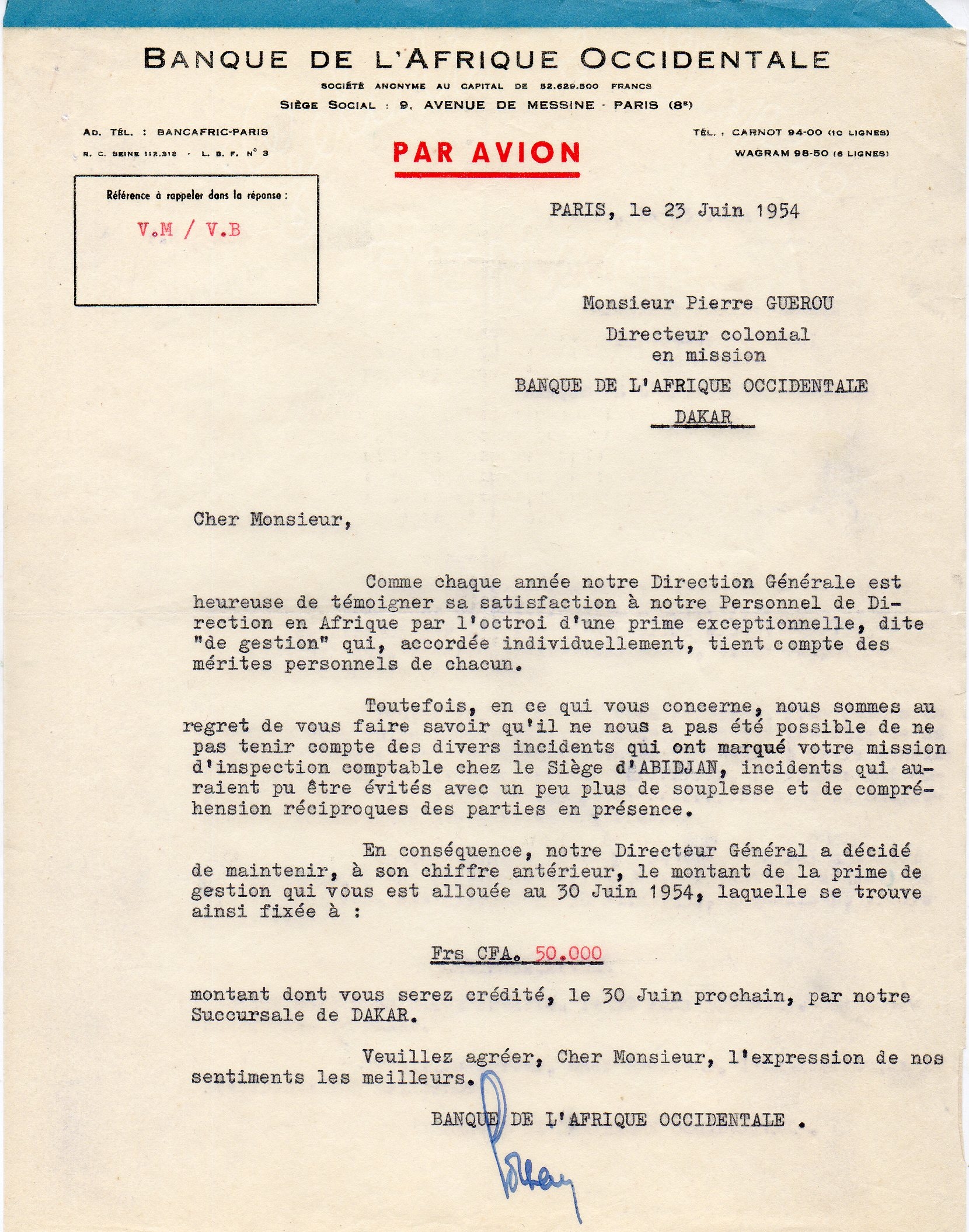 23/06/1954 Pas de prime cette année!