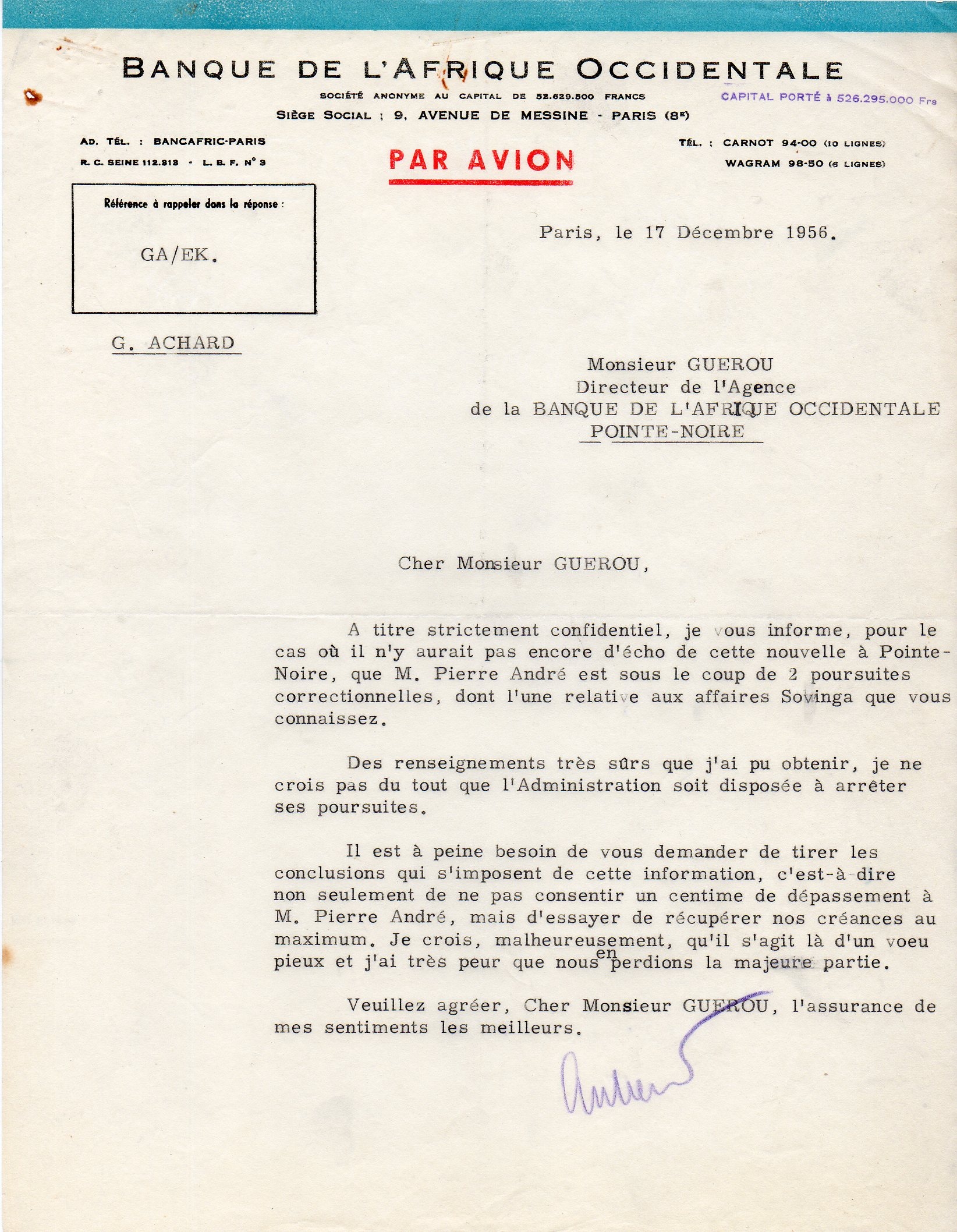 17/12/1956 Alerte sur créancier en mal avec la justice