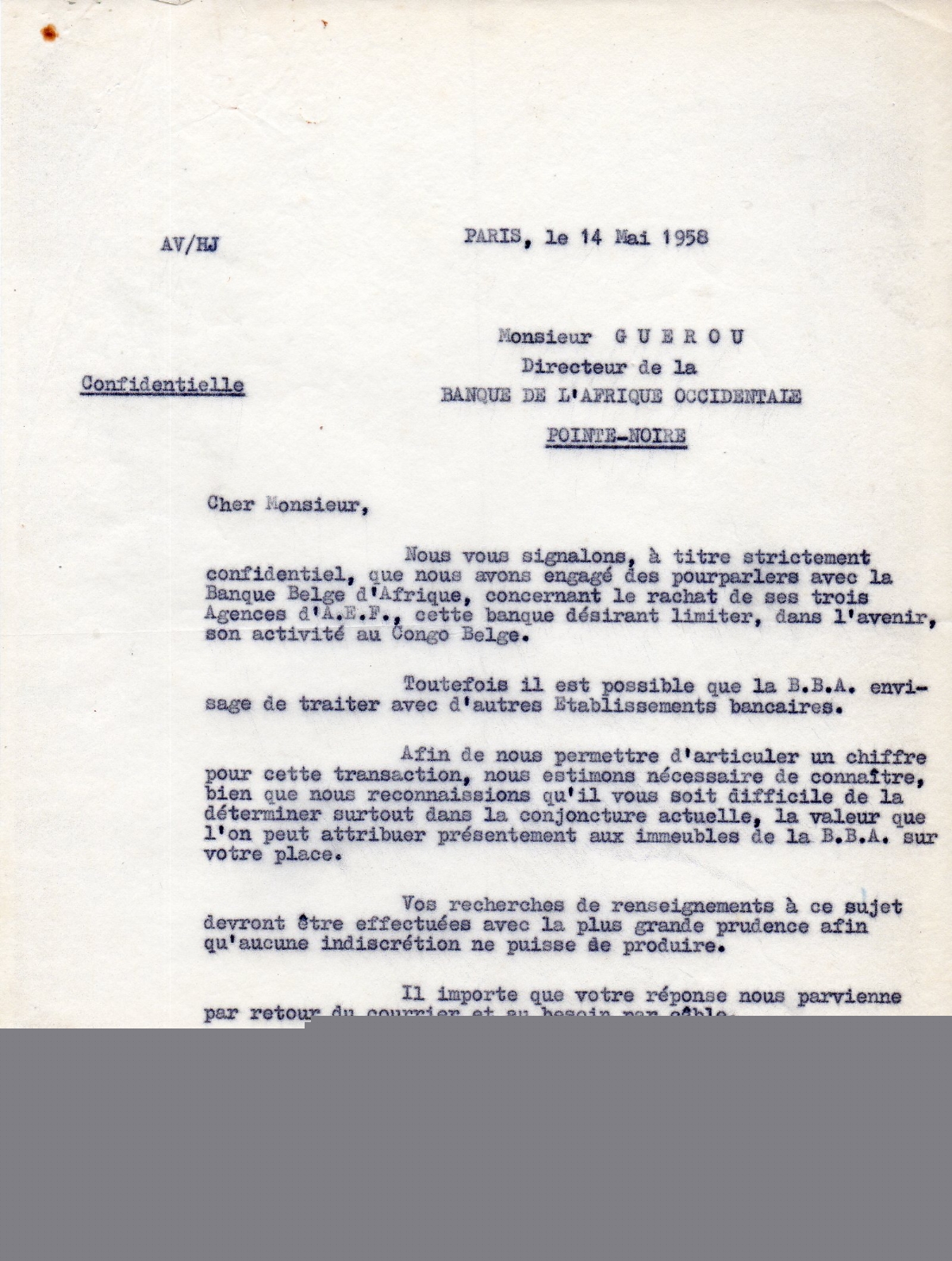 14/05/1958 Rachat de la concurrence - Donc toujours en poste