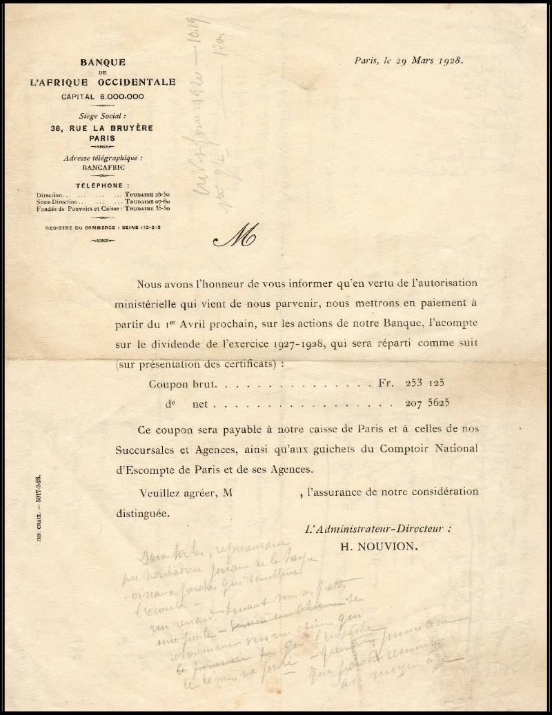 BAO 1928 Annonce du dividende